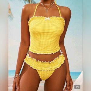 Yellow Ruffle Two-Piece Bikini Set